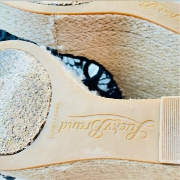 LUCKY BRAND Crochet Cut Out Riedel Ranette Wedge Sandals- Black - Picture 4 of 9